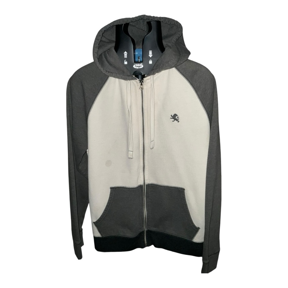 Men's Gray and White Hoodie Sweater